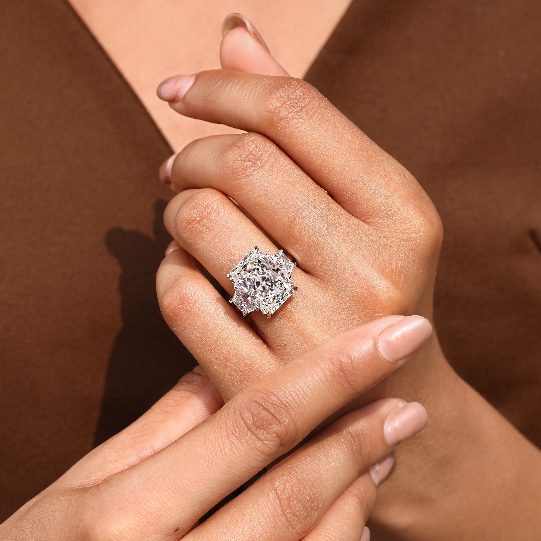 Cushion Hidden Halo Lab Grown Diamond Engagement Ring